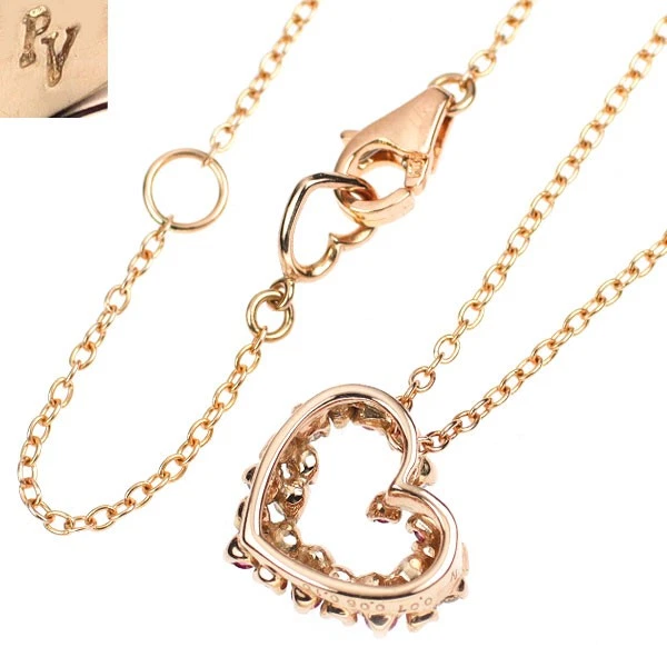 Ponte Vecchio K18PG Ruby Pink Sapphire Diamond Pendant Necklace 0.10CT PS0.07CT - Image 2 of 3