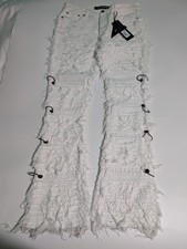 Valabasas Defiant Stacked Shredded Jeans White Size 36x35 NEW