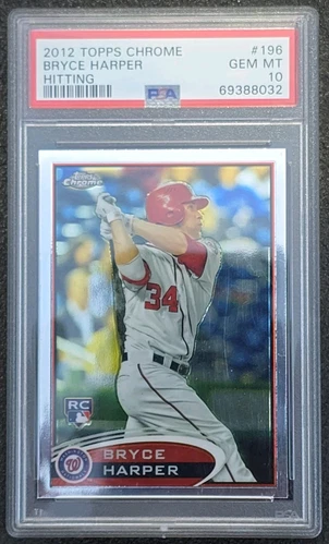 2012 Topps Chrome Bryce Harper Batting #196 RC ROOKIE PSA 10 