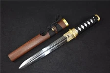 Japanese Samurai Double Edge Tanto Knife Edged Dagger Weapon T10 Steel Combat