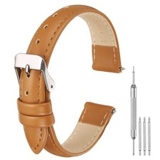 Leather Watch Band, 16mm Release Watch Strap for Men, Brown