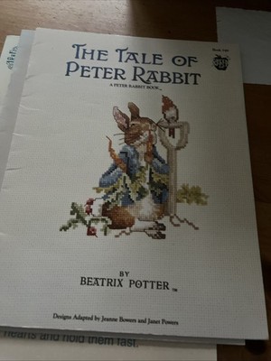 Vintage Peter Rabbit Cross Stitch Green Apple Pattern Book Beatrix Potter RARE