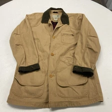LL Bean Mens Brown Tan Canvas Flannel Lined Field Chore Barn Coat Jacket Large