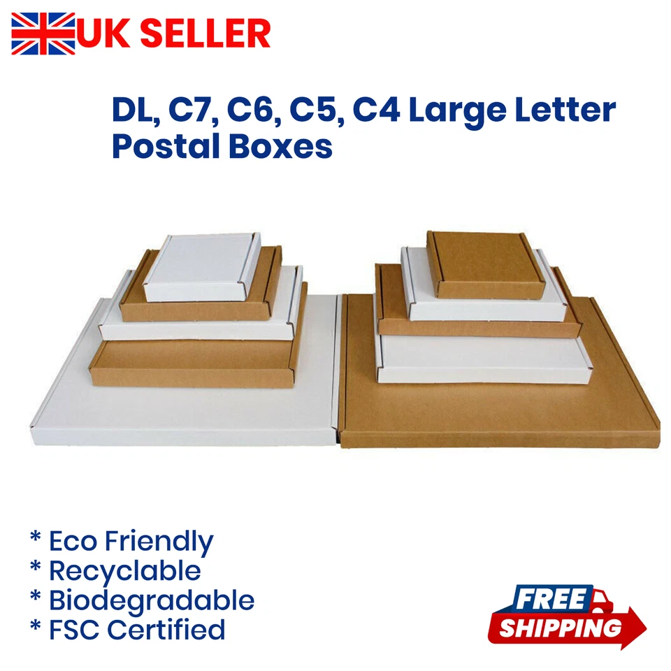 POSTAGE SOLUTIONS Royal Mail PIP Large Letter Boxes C4 C5 C6 C7 DL Postal Box FSC Certified