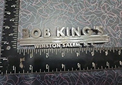 Vintage Bob King's WINSTON SALEM, N.C. Dealership Dealer Emblem Metal Bent!