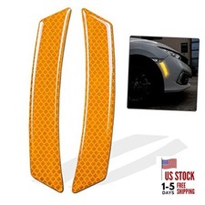2PCS Car Reflective Trim Side Marker Stickers,Automotive Exterior ORANGE-2PCS