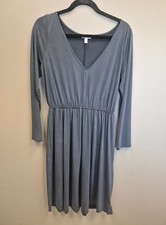 ABOUND Made in USA Charcoal Silky Sexy Deep V Neck Dress L