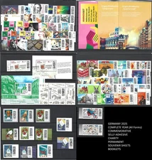GERMANY 2025 Complete Year CONM+PERM+SELFADH+SS+BOOKLETS Pg Borders MNH  HCV ! *