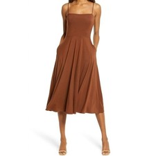 REFORMATION JEANS Marianna Chestnut Midi DRESS size L