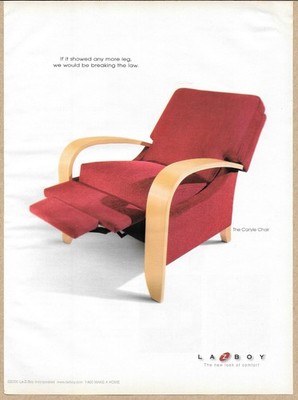 La Z Boy Carlyle Chair Mid Century Modern Bentwood Recliner Wood Arms 2001 Ad