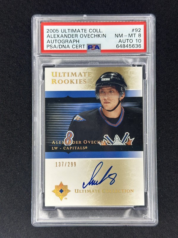 ALEXANDER OVECHKIN 2005 Ultimate Collection #92 Rookie AUTO /299 PSA 8 Capitals