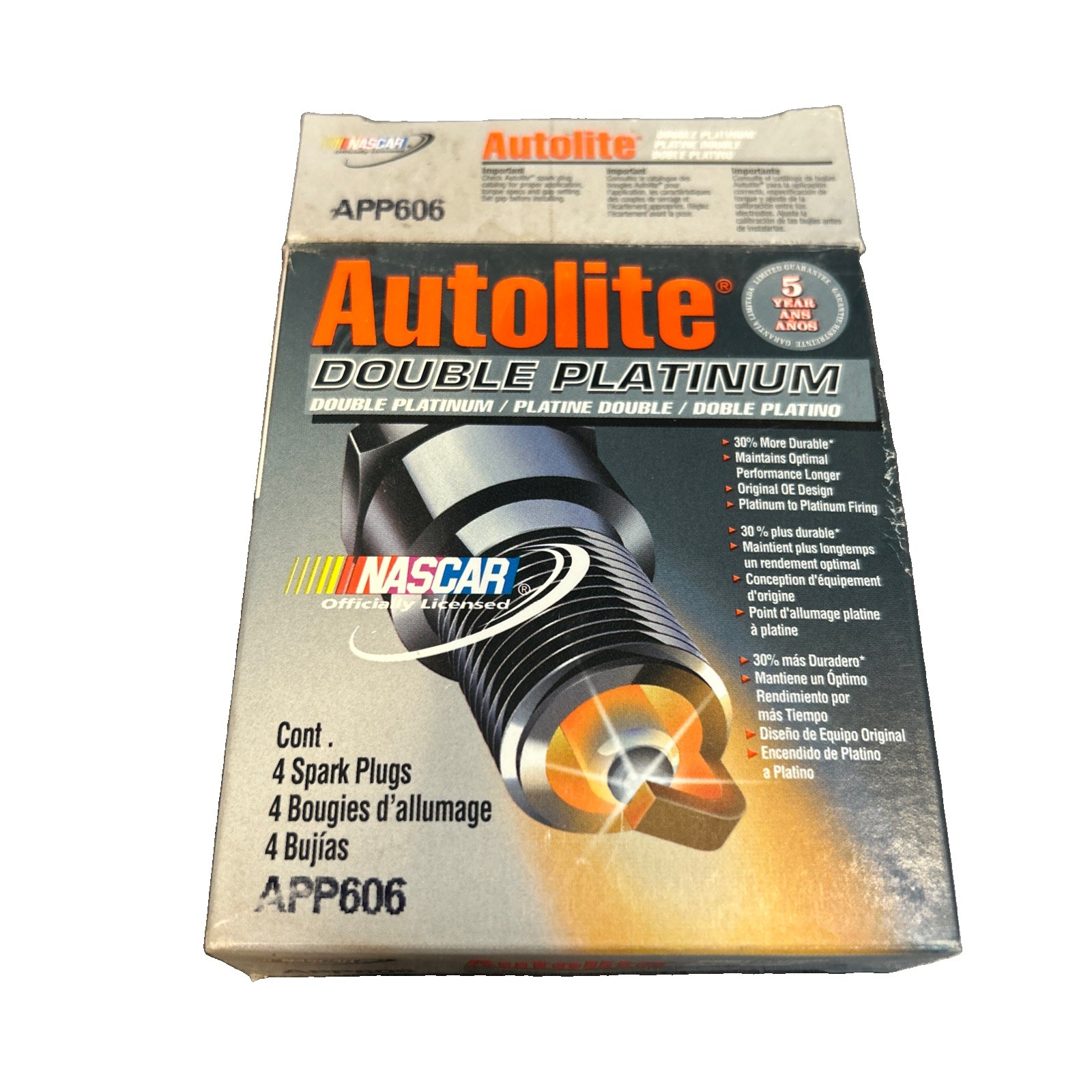 New Autolite Double Platinum Spark Plugs APP606 - Pack of 4