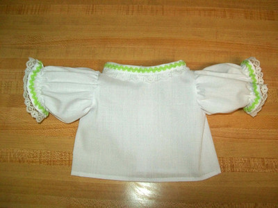 WHITE BLOUSE W/ LACE+ RICRAC TRIM w/ 17 CHOICES for 16-18'' CPK CABBAGE PATCH KID