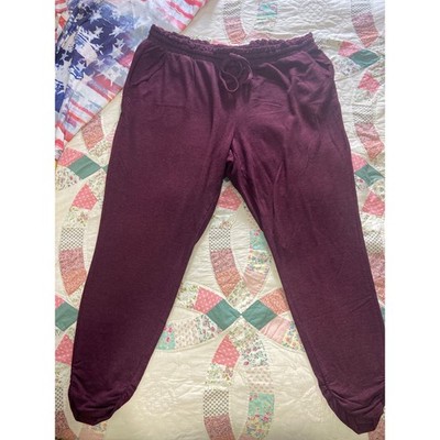 Maurices Womens 1X Joggers Burgundy Heather Knit Drawstring Lounge Pants Regular