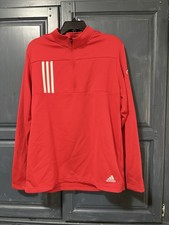 Adidas 3-Stripes Double Knit Quarter-Zip Pullover Golf Top Black