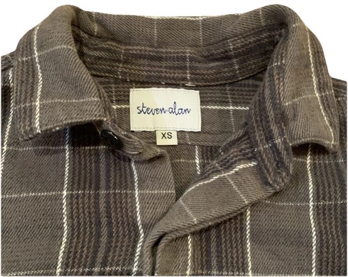 Steven Alan Flannel Shirt Mens XS Brown White Plaid Flannel Long Sleeve USA - Picture 3 of 4
