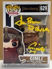 SIGNED Funko Pop! THE LORD OF THE RINGS - GIMLI #629 COA AUTHENTICATED