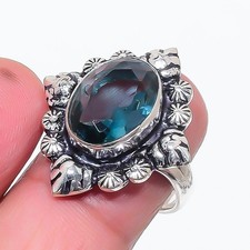 London Blue Topaz Gemstone Handmade 925 Sterling Silver All Size Ring For Gift