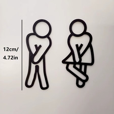 Funny Bathroom Signs for Men Women Creative 2D Flat Restroom Door Decor Restaura