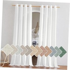Linen Curtains 84 inch Length 2 Panels Set, 55"W x 84"L Pack of 2 White