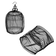 Bird Cage Seed Catcher, 14 Inch Bird Cage Net Cover, Black, S 