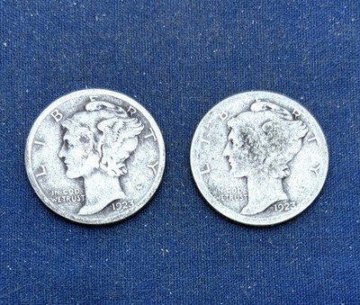 1923-P  and 1923-S  Mercury Silver Dimes             Combined shipping available