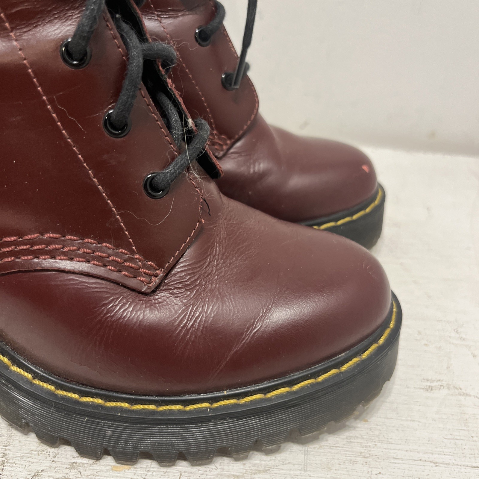 Dr. Doc Martens Persephone Cherry Burgundy Platform High Heel Boots Womens Sz 6 thumbnail 5