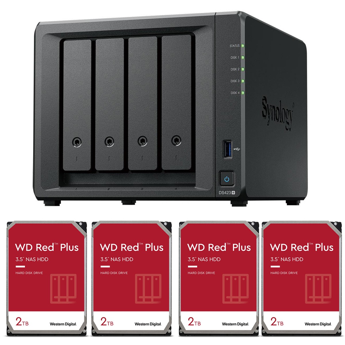 Synology DiskStation DS423+ 4-Bay NAS Enclosure w/4x Red