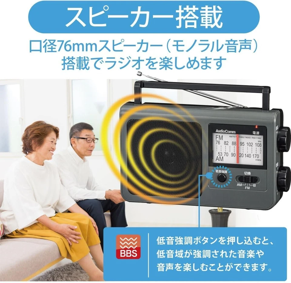 OHM AudioComm Portable Radio  AM/FM Gray RAD-T785Z-H 03-5057 from JAPAN NEW MJZ - Image 3 of 4