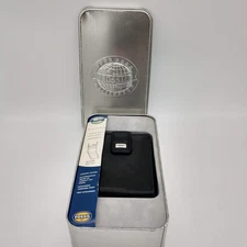 Vintage Fossil Beeper Wallet Neck Lanyard Black Leather Y2K Tin SL-8557001