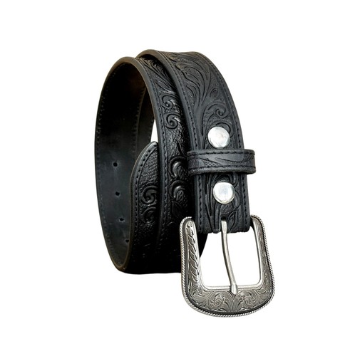 Women's Western Leather Belt, Floral Embossed Cowgirl Hand Tooled Belt 1-1/2" - Picture 22 of 86