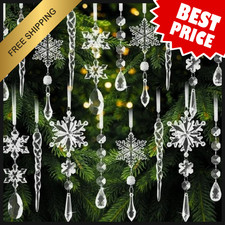 Christmas Tree Decorations 18PcsReady to Hang, Acrylic Crystal Ornaments for ...
