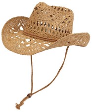 Straw Cowboy Hat for Women and Men with Shapeable Wide Brim Sun Beach Western...