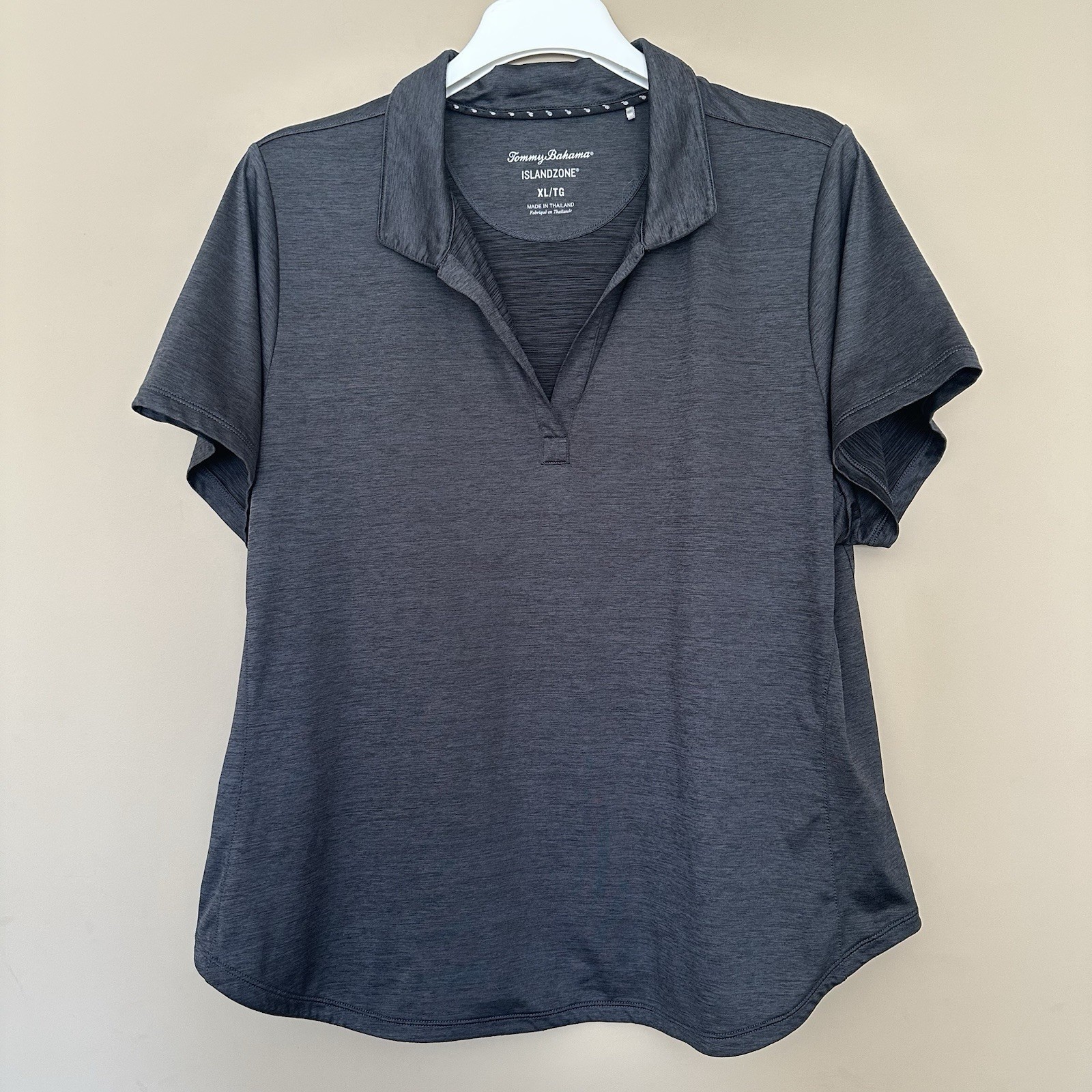 Tommy Bahama IslandZone Collared Shirt Women XL Slinky Gray Golf Perfomance Polo