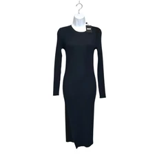 DKNY Ribbed Sheath Sweater Dress NWT Women's Sz S Navy Black Bodycon Chic Modern