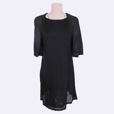 Chanel P50816K06501 Black Silk Blend CC Logo Button Dress