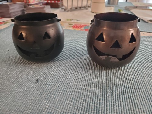 Hosley Halloween Jack-o'-Lanterns Votive Candle Holders Metal Bronze, Black