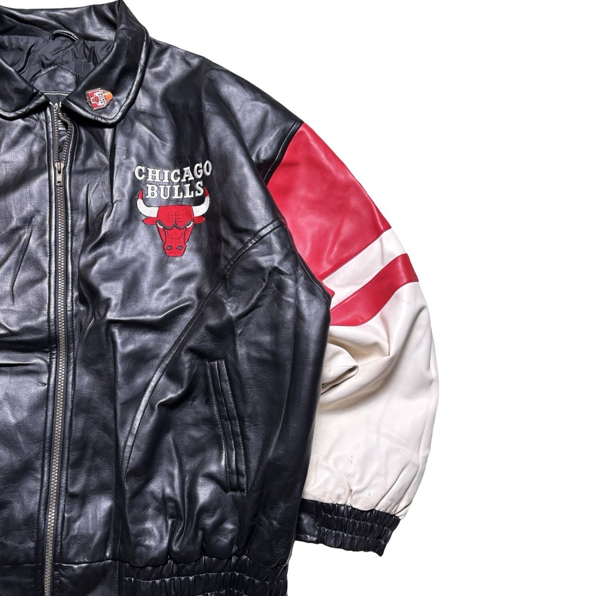 Vintage 90s Harbortec Chicago Bulls NBA Leather Jacket Men's L | eBay