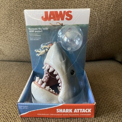 Jaws Shark Attack Aquarium Ornament with Floating Swimmer Penn Plax