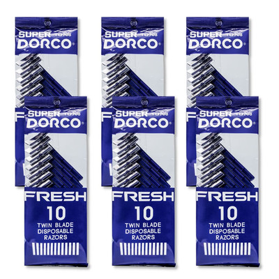 Dorco Fresh Twin Blade Disposable Razors for Men (60 Counts), Smooth & Comfortab