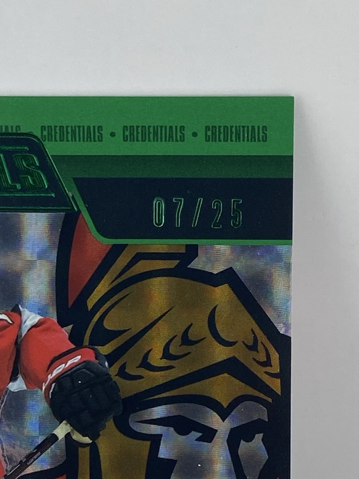 2019-20 UD Credentials Max Veronneau RC Debut Ticket Auto Green /25 Senators  - Image 2 of 3