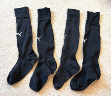 Puma Black Soccer Socks, 2 Pairs, Sz YTH 5-7, WMN 6-10, MEN 6-8