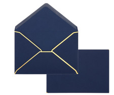 100Pcs A7 Self Adhesive V Flap Mailing Envelopes with Gold Border Navy 5x7inch