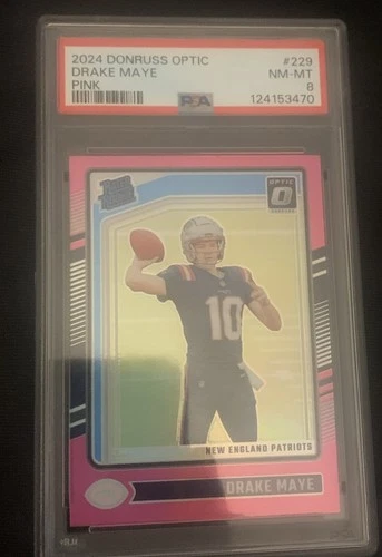 2024 Panini Donruss Optic - Rated Rookie Drake Maye #229 Pink Prizm Psa 8