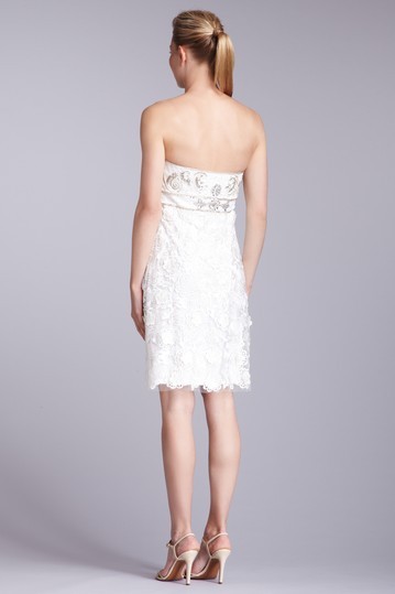 sue wong embroidered sheath dress SUE WONG Sleeveless Embroidered Vneck Sheer Back Cocktail Sheath Dress Small