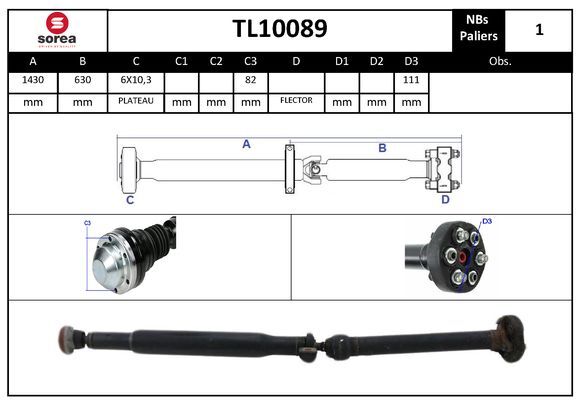 Arbre de transmission haute résistance SNRA TL10089 Classe M