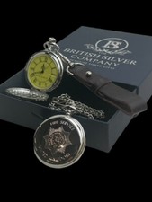 UK FIRE SERVICE Pocket Watch and Leather Strap Gifts FIREFIGHTER  PERSONALISED