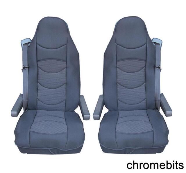 2 X PREMIUM BLACK COMFORT PADDED SEAT COVERS CUSHIONED FOR SCANIA 4 G P R serie 2 X PREMIUM BLACK COMFORT PADDED SEAT COVERS CUSHIONED FOR SCANIA 4 G P R serie