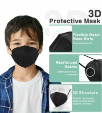 10/50 Pcs Black KN95 Protective 5 Layer Kids Face Mask BFE 95 Disposable Masks
