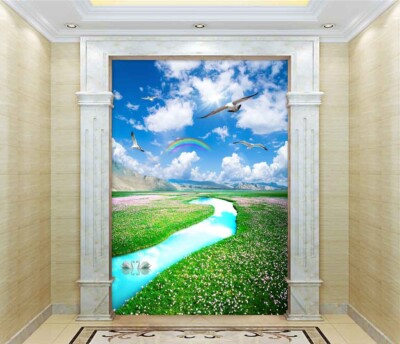 3D Rainbow Seagull ZHUA4934 Wallpaper Wall Murals Removable Self-adhesive Zoe